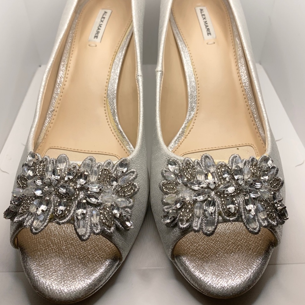 Alex Marie Silver Dress Pump with rhinestones